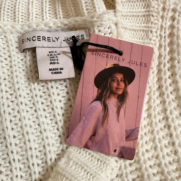 SINCERELY JULES COLORBLOCK CROPPED KNIT SWEATER NWT SZ L - Picture 4 of 10